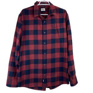 Marine Layer Mens Sz XL Red Black Buffolo Plaid Flannel Long Sleeve Shirt